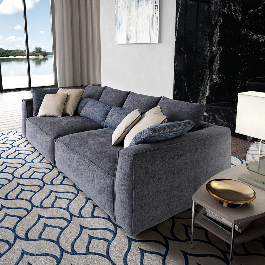 Palmero Blue Fabric 2.8m Modular Sofa
