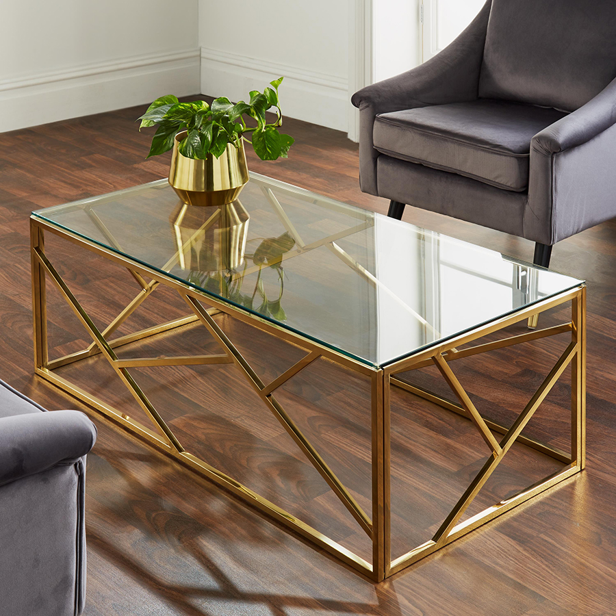 Azi Stainless Steel Glass Coffee Table