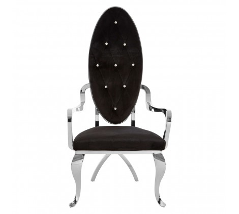 Nordina Silver & Black Velvet Diamante Baroque Dining Chair