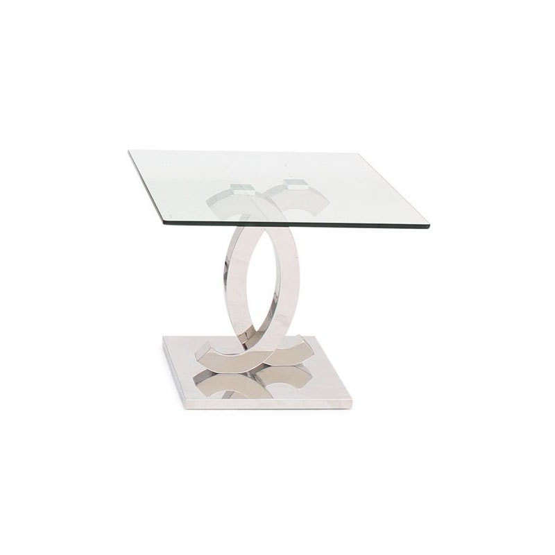 Coco Square Glass & Chrome Lamp Table