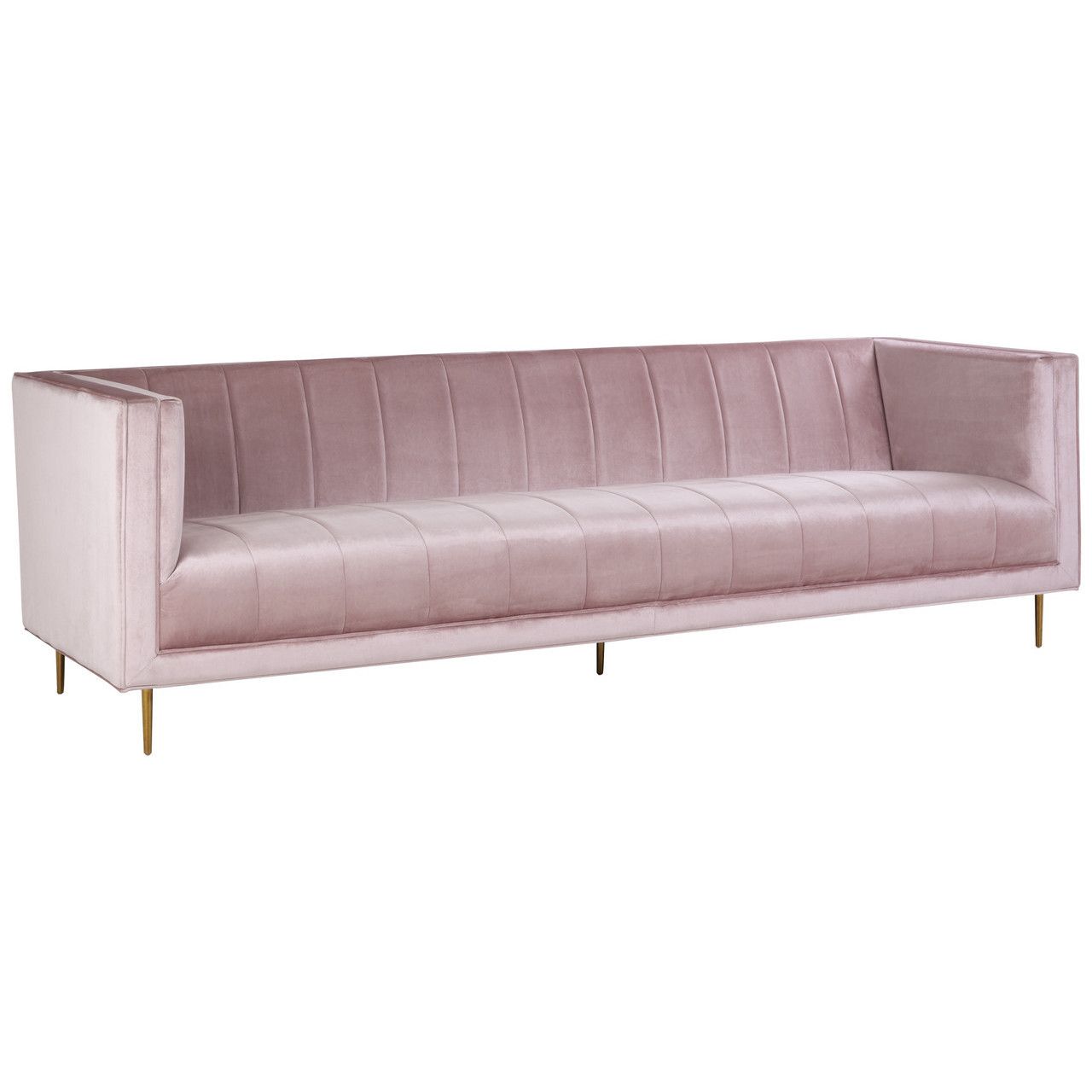 Orlig Pink Velvet 3 Seater Sofa