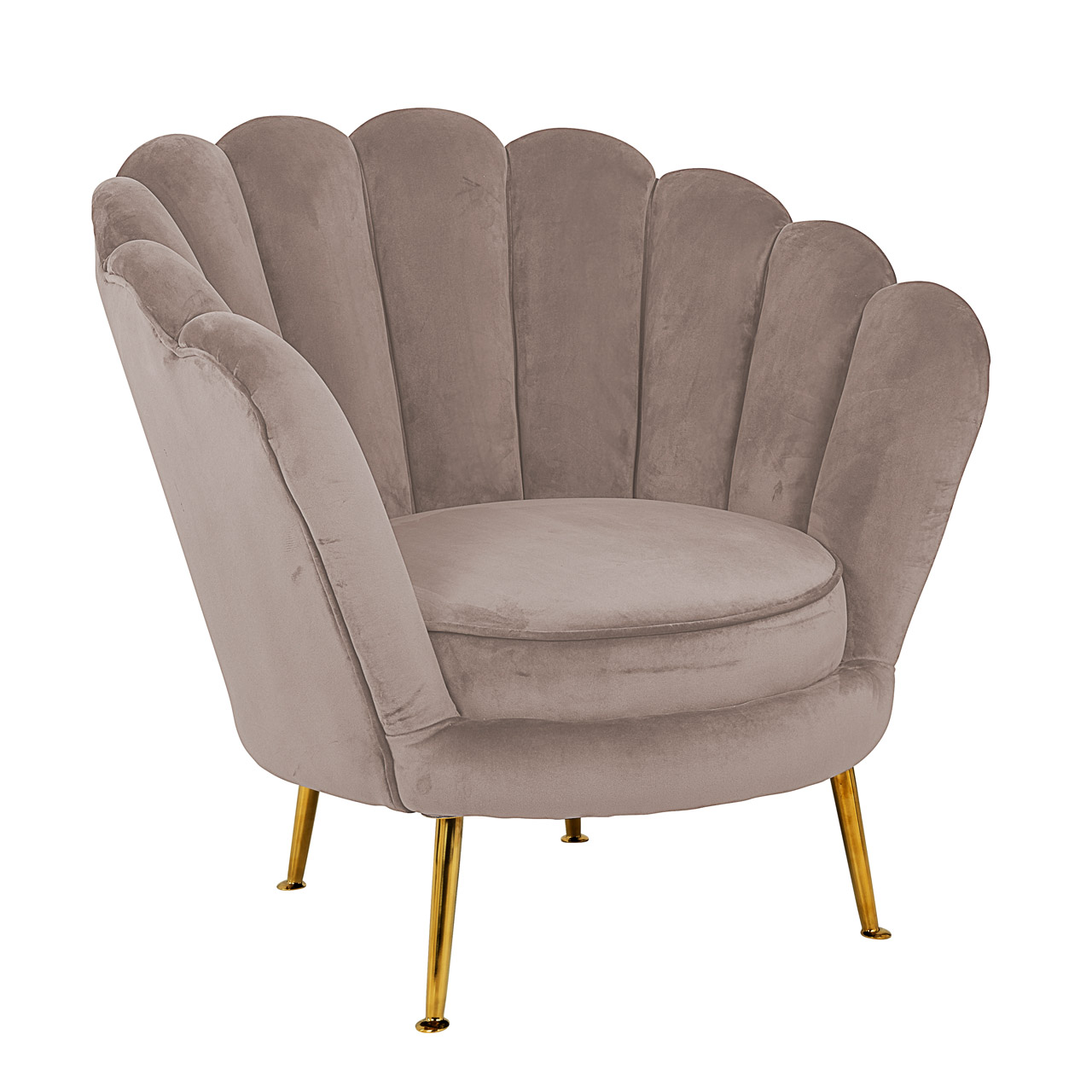 Paula Khaki Velvet & Gold Scallop Back Feature Chair