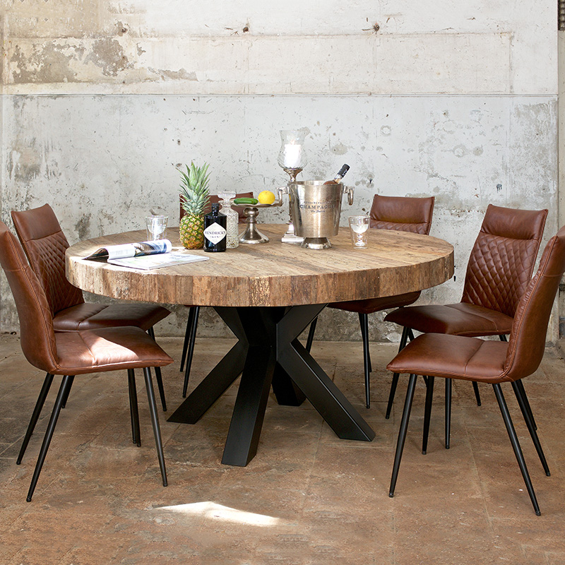Bond 1.4m Rustic Wood & Black Leg Dining Table