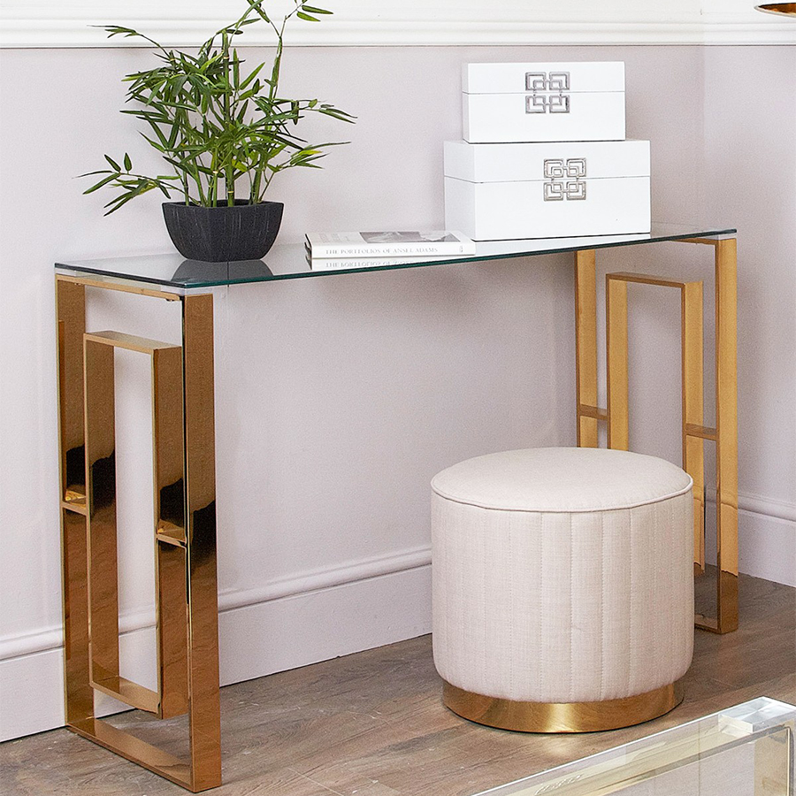 Artis Gold Metal & Glass Console Table