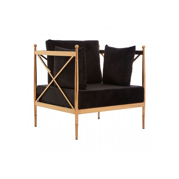 Novo Black Velvet & Rose Gold Lattice Feature Chair