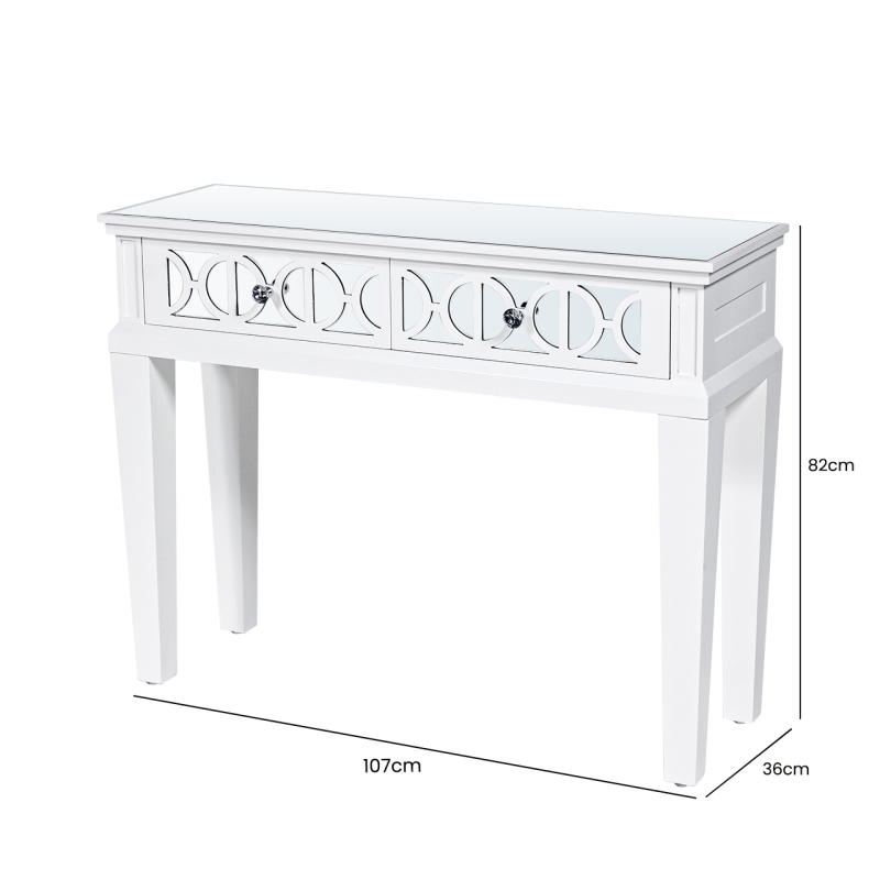 Tori Mirrored White Wood Console Table