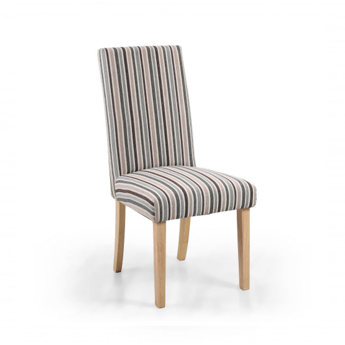 Rey Duck Egg Chenille Stripe Dining Chair (Natural Legs)