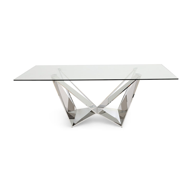 Florentina 2m Glass & Silver Dining Table