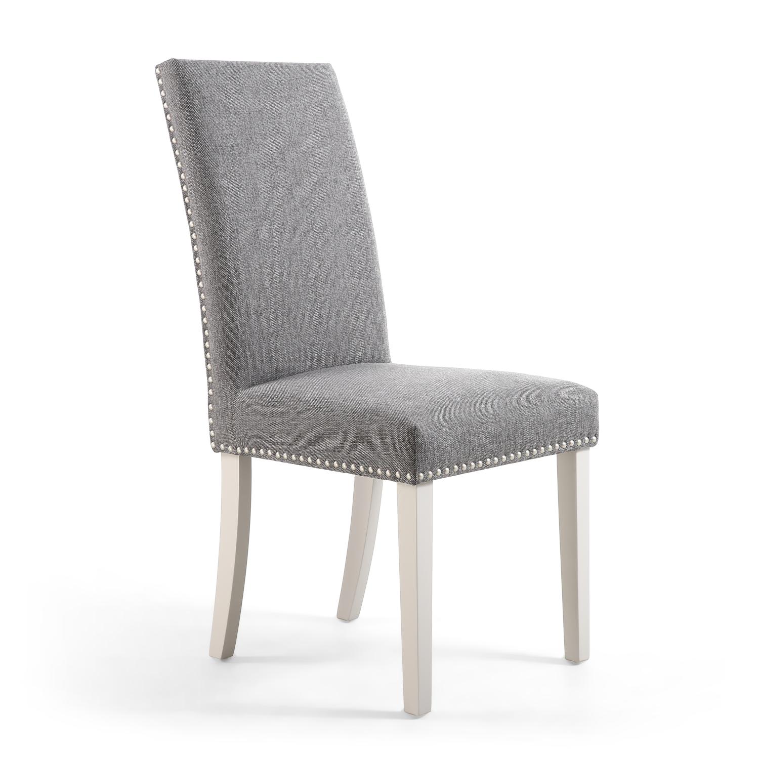 Reed Steel Grey Linen Studded Dining Chair (Grey Legs)