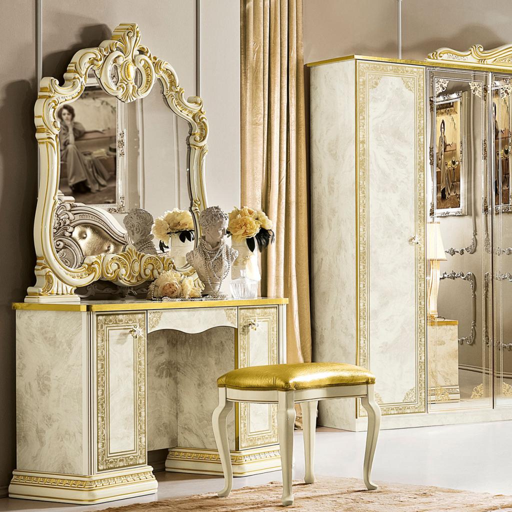 Varazze Ivory High Gloss & Gold Leaf Dressing Table
