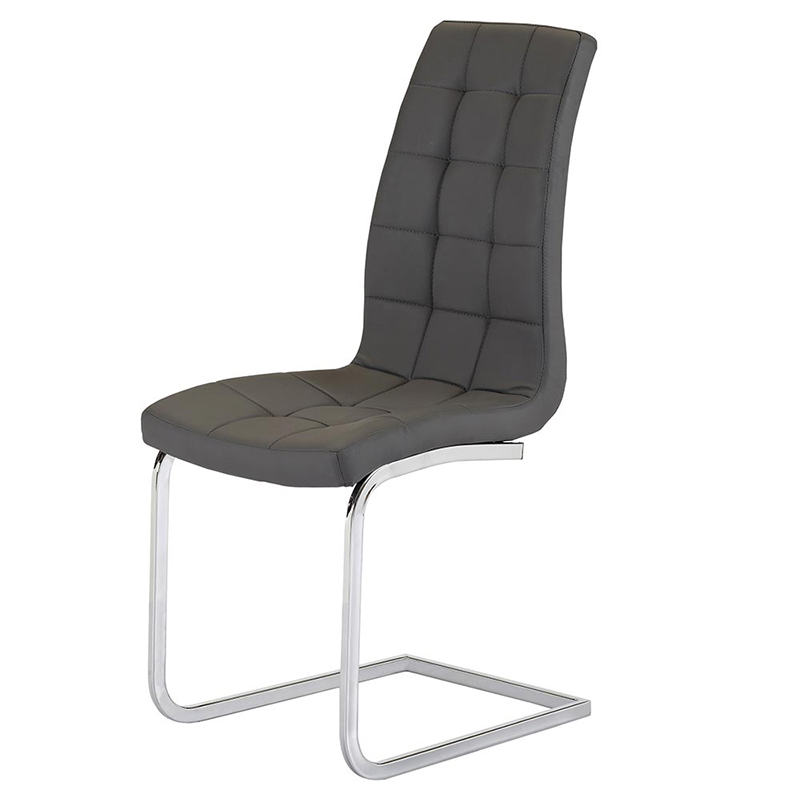 Enzo Grey Faux Leather & Chrome Dining Chair