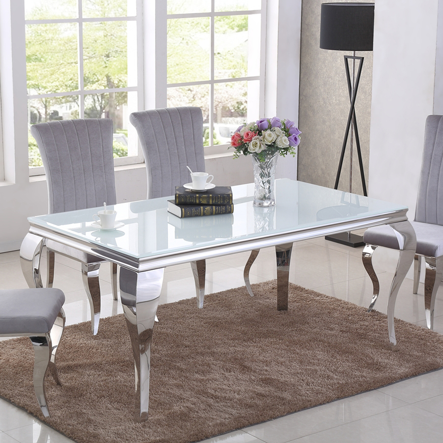 Liyana White 1.6m Glass Dining Table