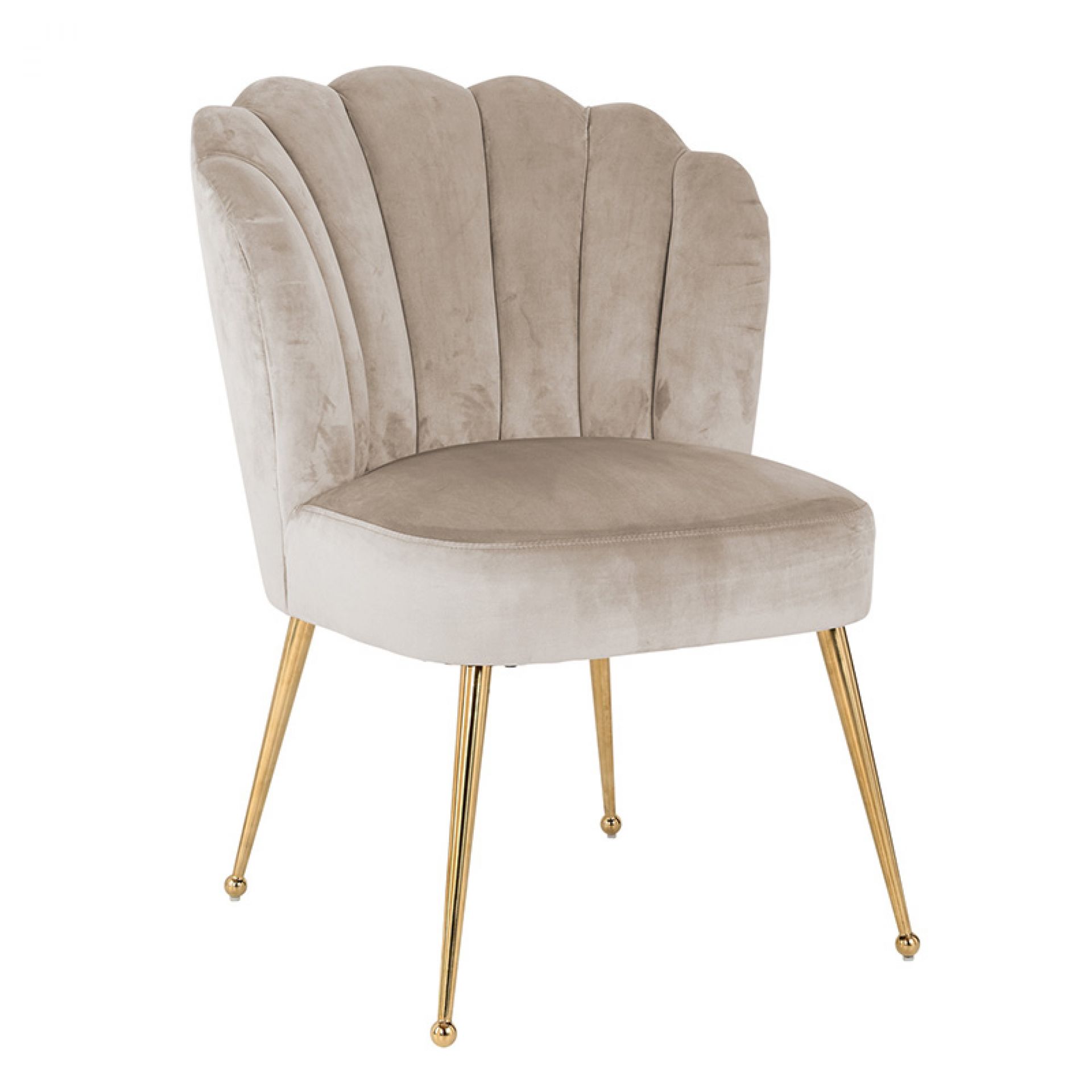 Piper Stone Grey Velvet Scallop Back Dining Chair