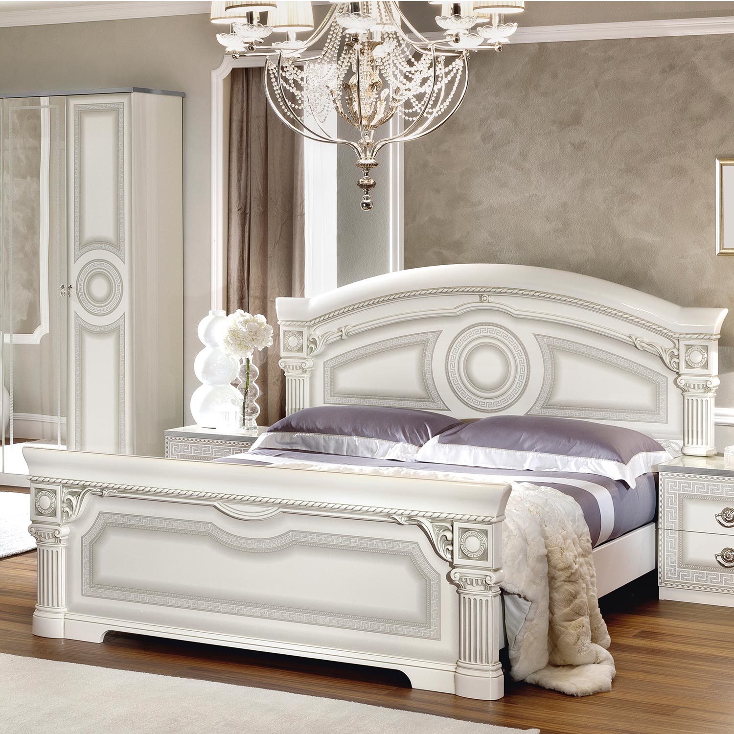 Medusa Italian High Gloss & Gold or Silver Bedroom Set (4dr)