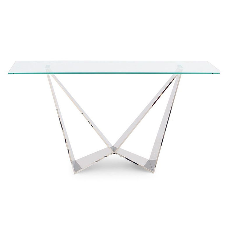 Florentina Rectangular Glass & Chrome Console Table
