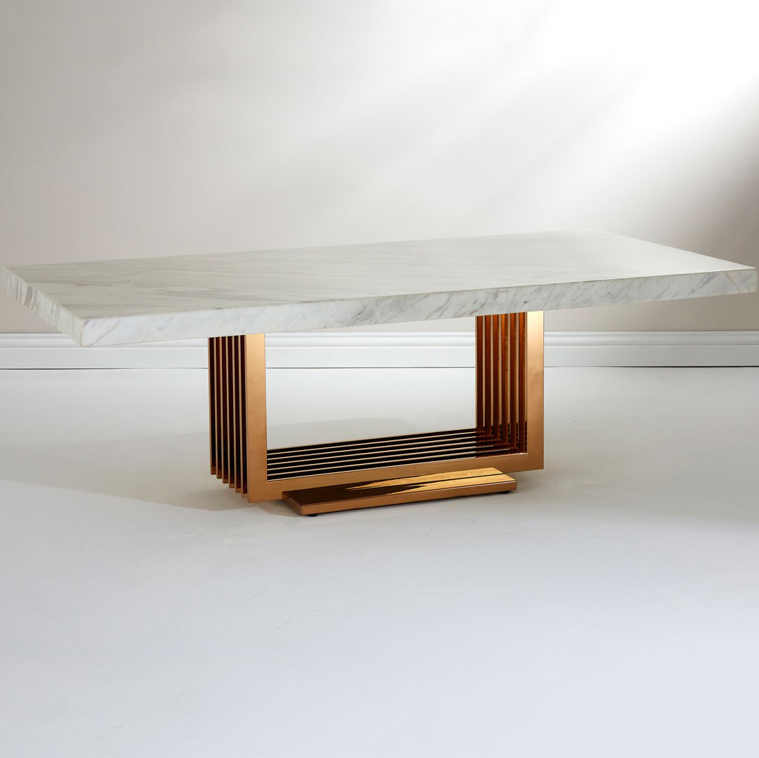 Millen White Marble & Rose Gold Coffee Table
