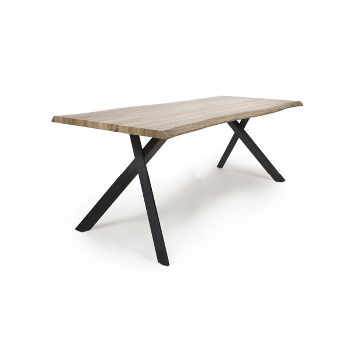 Neburn Curved Oak 1.8m Industrial Dining Table