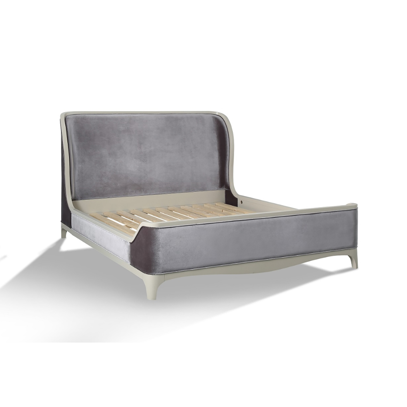 Aboli 6ft Super King Grey Velvet Upholstered Bed