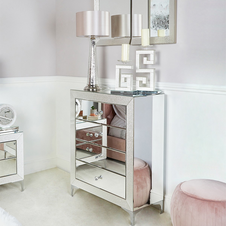 Glass Mirrored Chest of Drawers