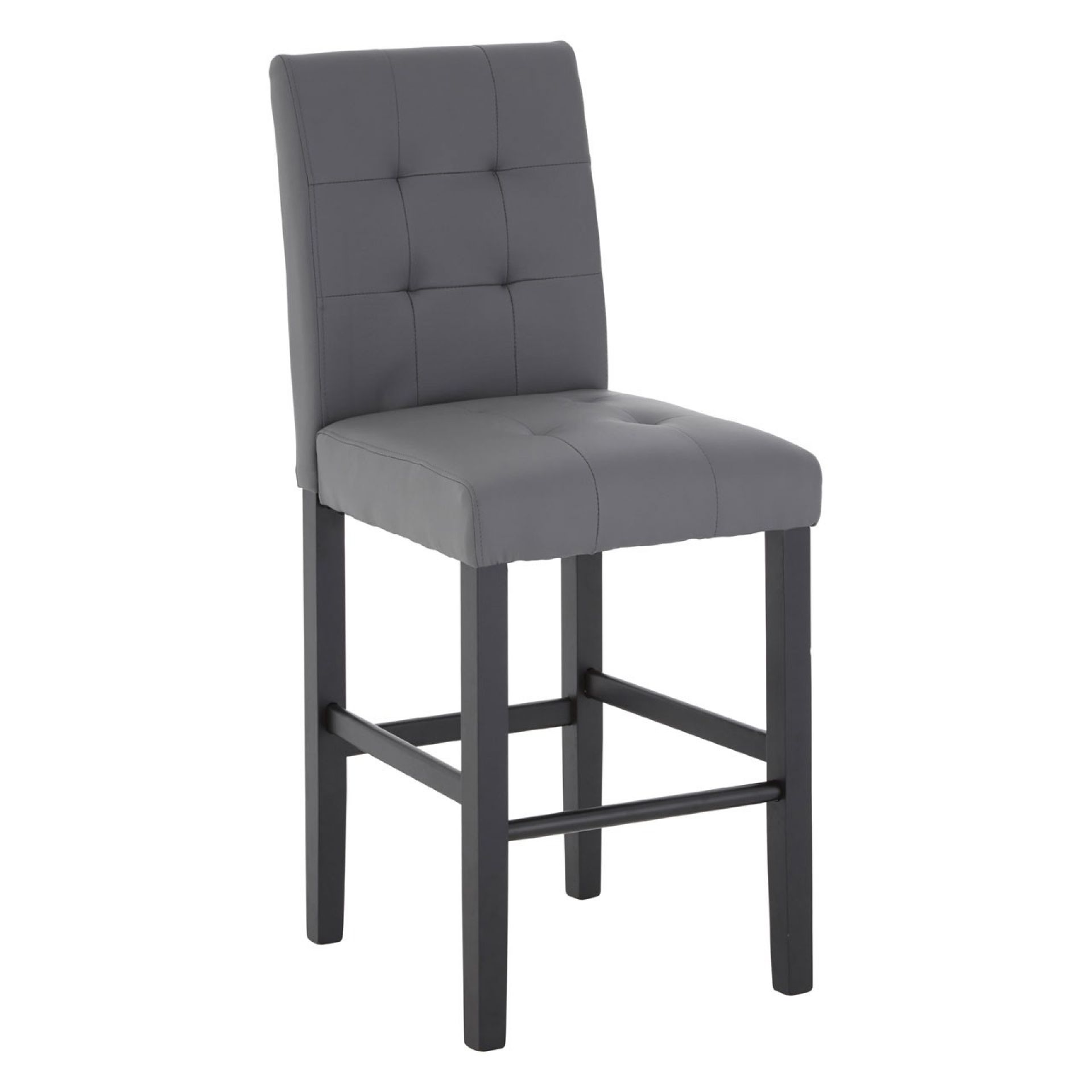 Raymond Avenue Grey Leather Buttoned Bar Chair