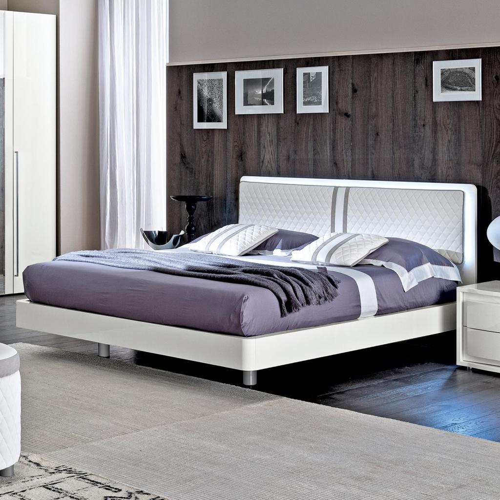 Bianca Liscia Leather 6ft White LED Storage Bed