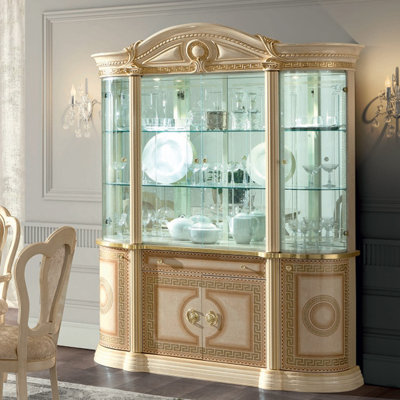 Medusa Italian Cream & Gold 4 Door Display Cabinet & Sideboard