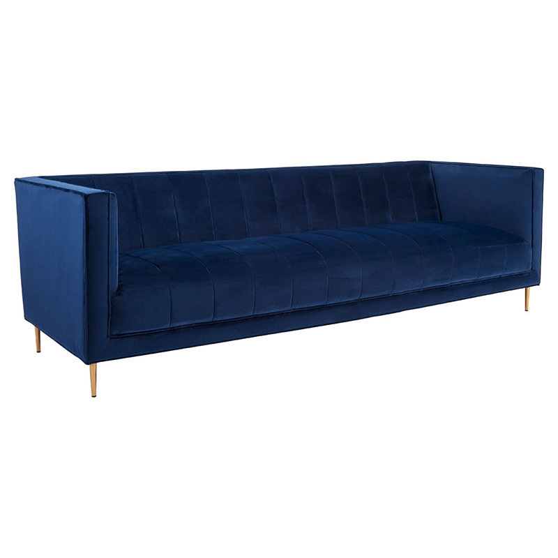 Orlig Blue Velvet 3 Seater Sofa