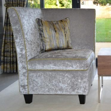 Bespoke Chanelle Silver Crushed Velvet End Chair With Piping