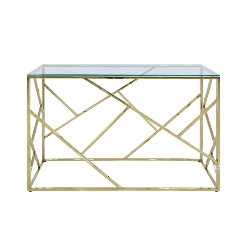 Azi Stainless Steel Glass Console Table