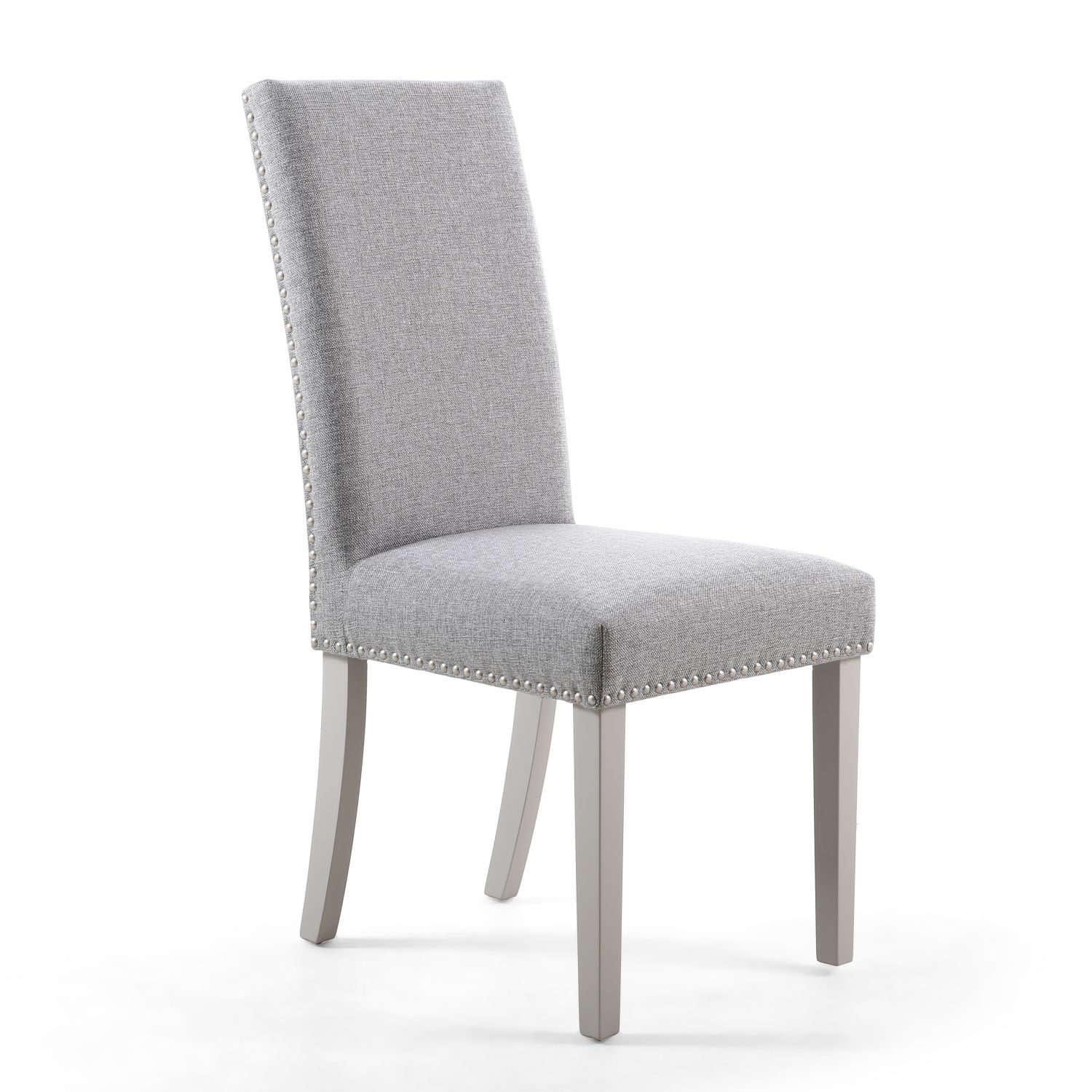 Reed Silver Grey Linen Studded Dining Chair (Grey Legs)