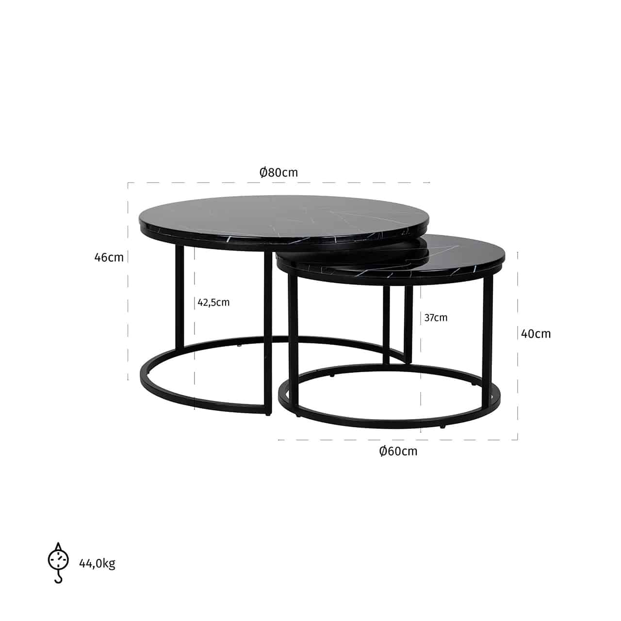 Bellagio Black Marble Coffee Table Set