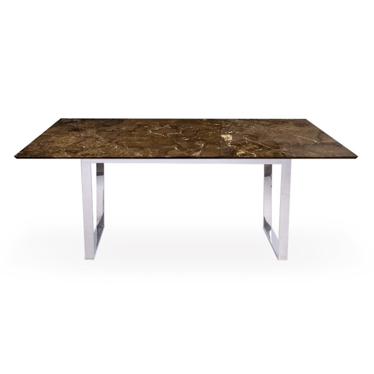 Oriental Brown Marble 1.6m Dining Table - Jasmine Polished Chrome Base