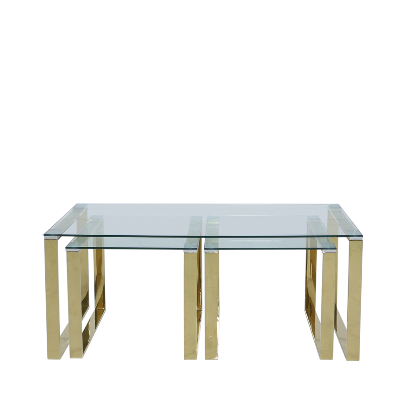 Harley Glass & Gold Trim Triple Nest of Tables
