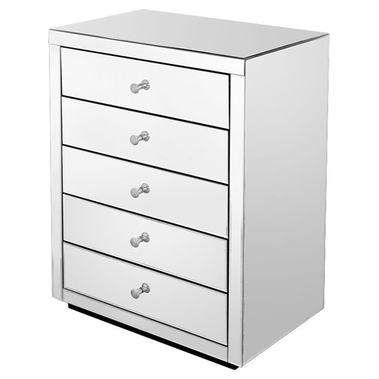 Mirrored Five Drawer Chest of Drawers