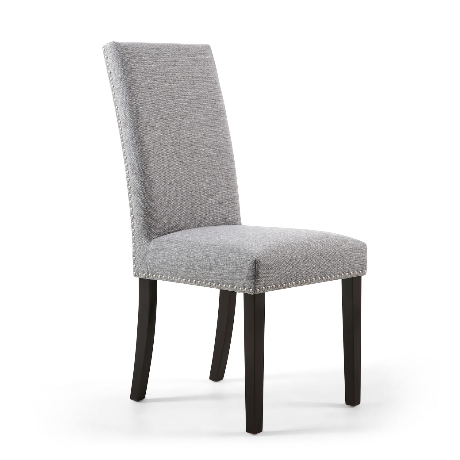 Reed Silver Grey Linen Studded Dining Chair (Brown Legs)
