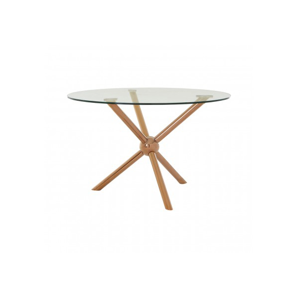 Novic Glass & Rose Gold 1.2m Round Dining Table