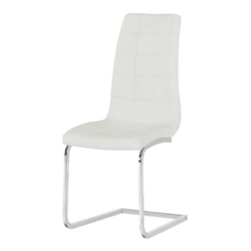 Enzo White Faux Leather & Chrome Dining Chair
