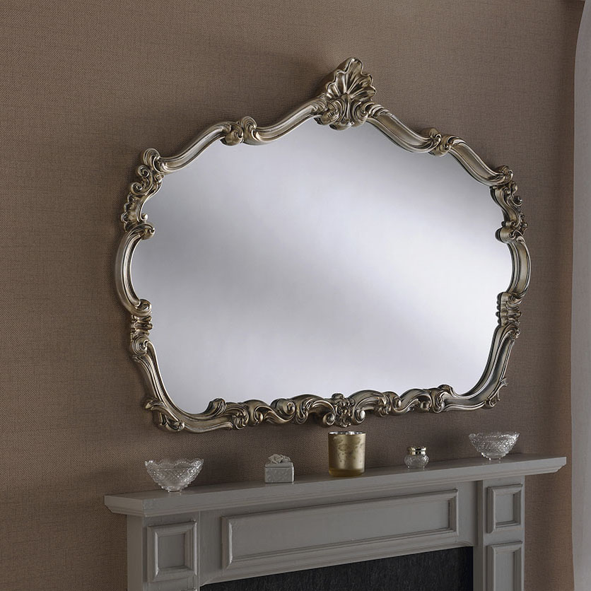 Silver Regency Crested Ornate Mirror