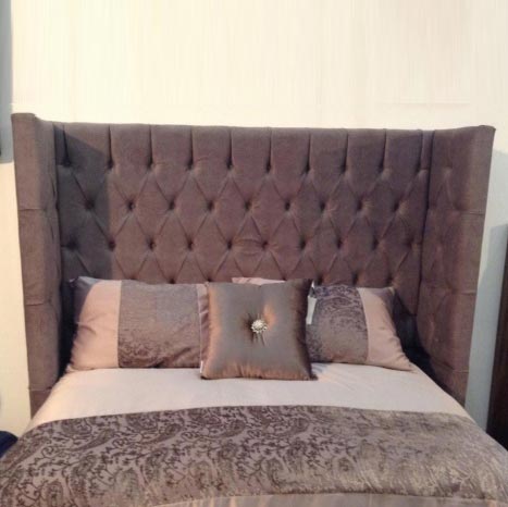 Bespoke Majestic Button or Diamante Crushed Velvet Curved Headboard (Various Options)