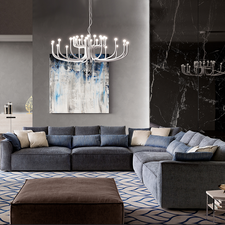Palmero Blue Fabric 4m x 4m Modular Corner Sofa