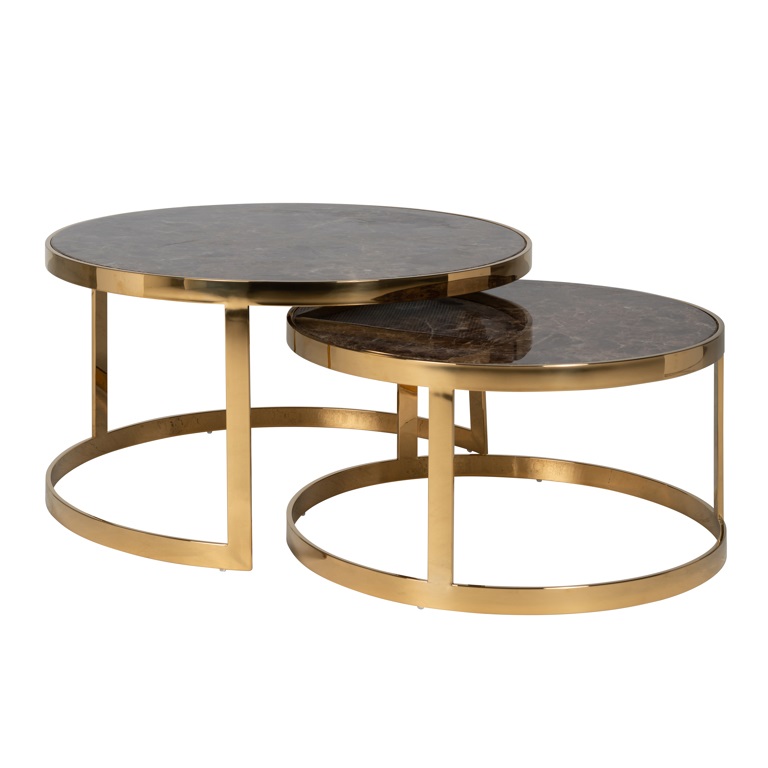 Cidwell Marble & Gold Coffee Table Set