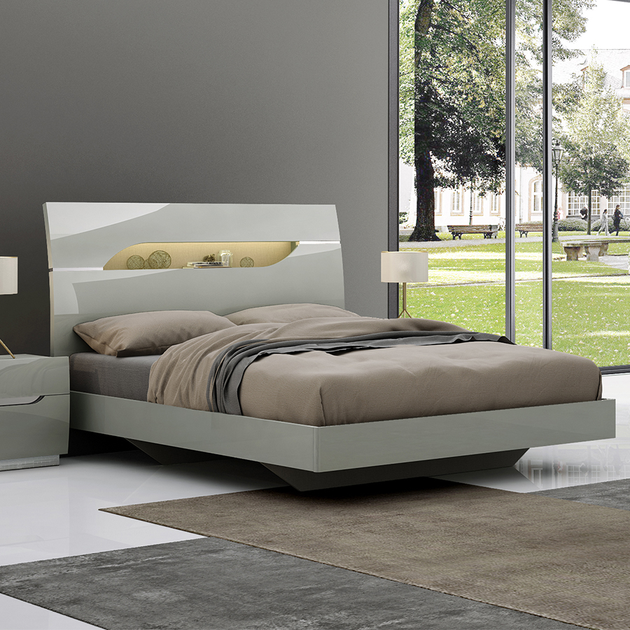 Lopez Grey Gloss LED 5ft Floating Bed