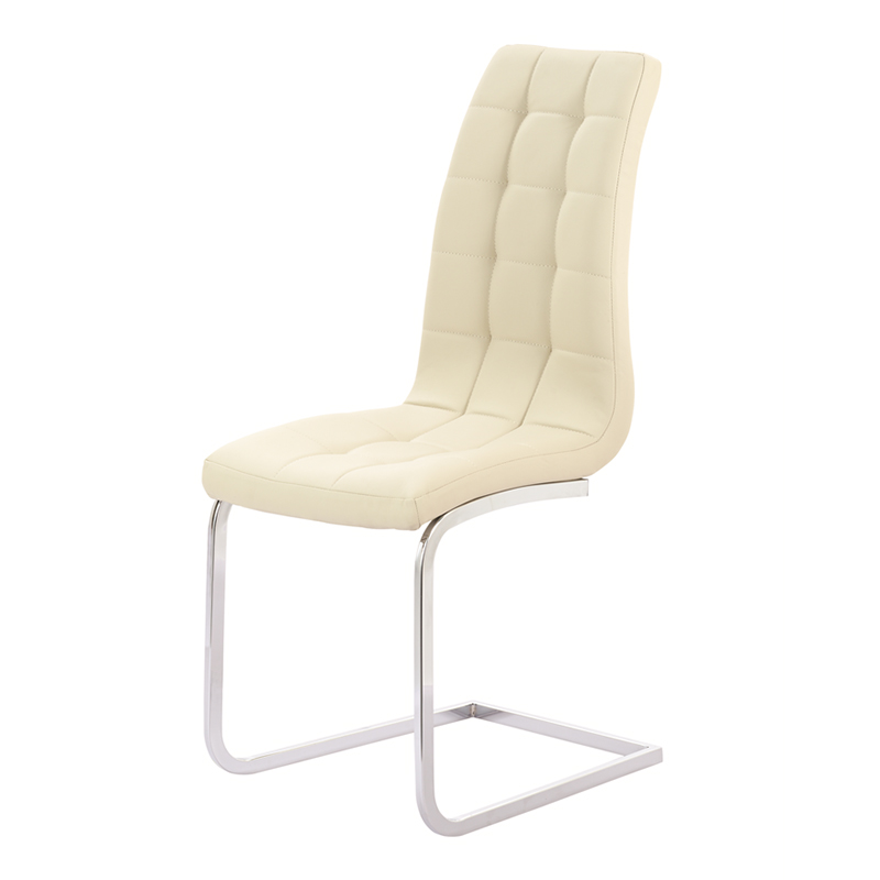 Enzo Cream Faux Leather & Chrome Dining Chair