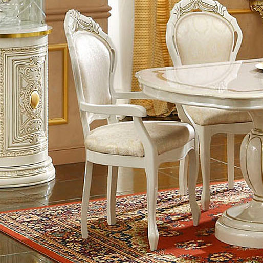 Varazze Ornate Gold & Ivory Carver Dining Chair