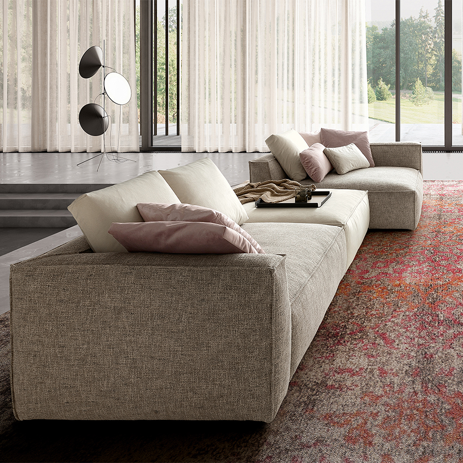 Palmero Grey Fabric 3.4m x 1.4m Modular Corner Sofa