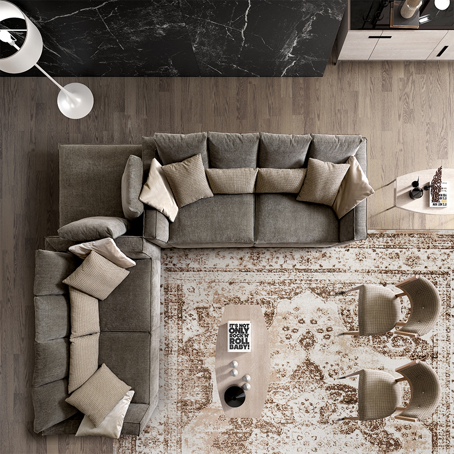 Palmero Grey Fabric 4m x 4m Modular Corner Sofa