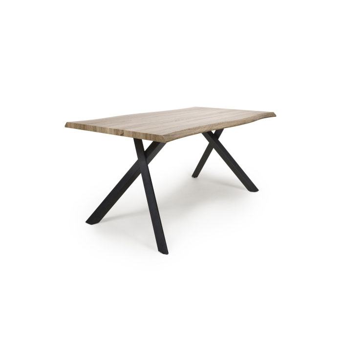 Neburn Curved Oak 1.6m Industrial Dining Table