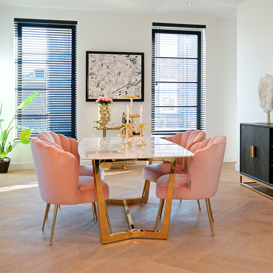 Dylan 1.3m Marble & Gold Dining Table