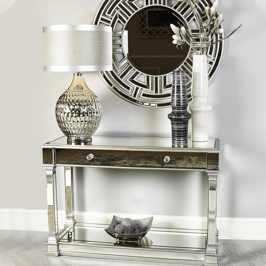 Andreas Glass Mirrored Console Table