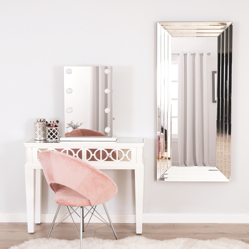 Tori Mirrored White Wood Console Table